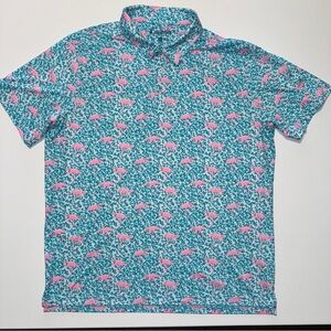 Chubbies Men's The Domingo performance polo shirt with flamingo print XXL